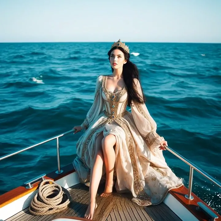 Frame from an existing Grok Imagine fashion video aboard a yacht